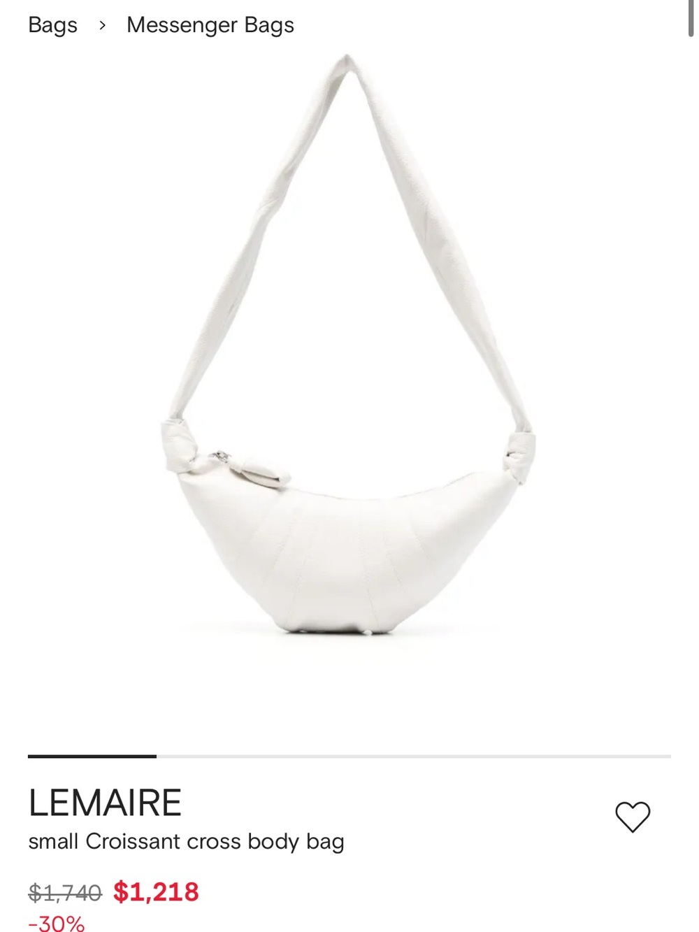 Lemaire white Small Croissant Bag